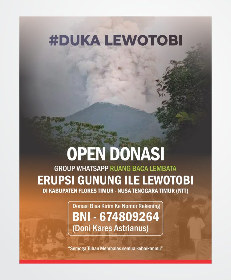 Group WA Ruang Baca Lembata Himpun Dana Rp16,6 Juta untuk Pengungsi Bencana Erupsi Gunung Lewotobi
