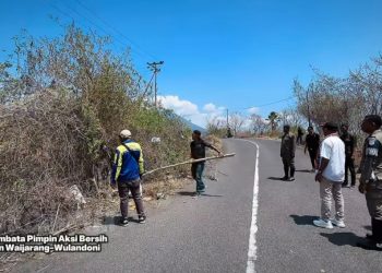 Pemda Lembata dan Balai Jalan Nasional Bersihkan Jalan Waijarang