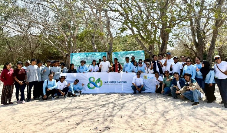 PLN UIP Nusra dan Poltek KP Kupang Bersihkan Pantai Oesina